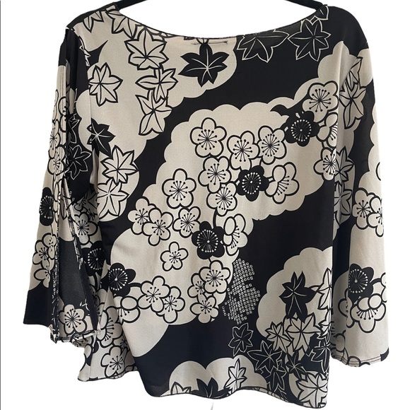 Rag Womens Blouse Sz XL Black and Tan Floral Top - Picture 5 of 6